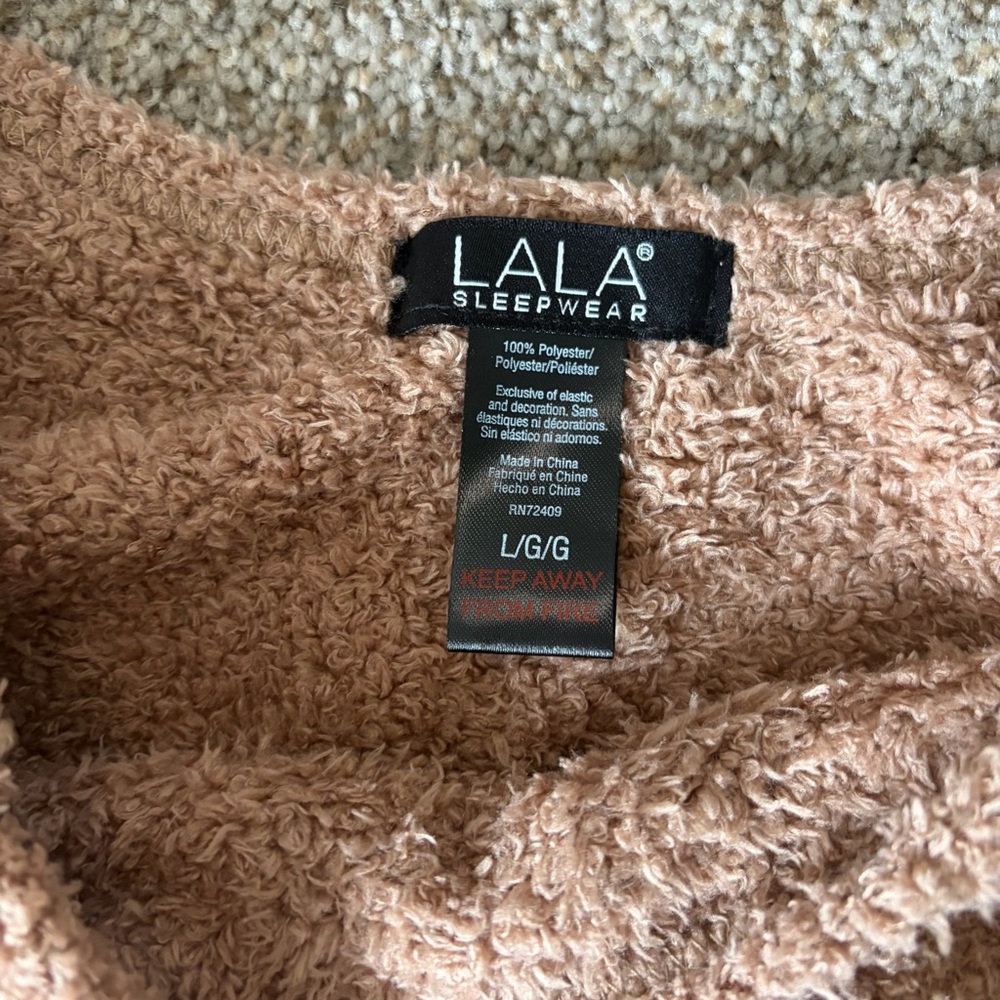 LALA Cozy Terry Crop Tank & Shorts Set - Dusty Tan - Picture 3 of 4